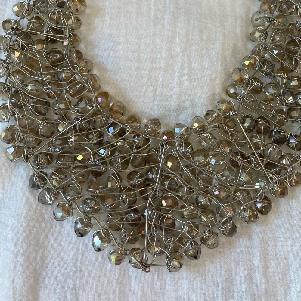 Aldo Arvan Crystals Mesh Cluster Bib Statement Necklace - Picture 11 of 12